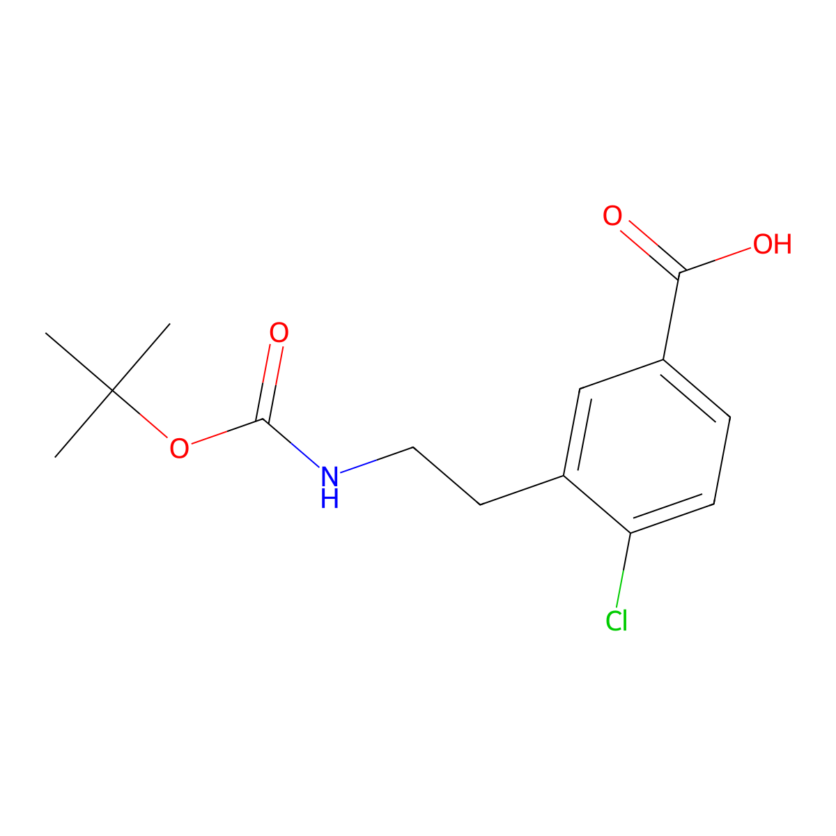3-(2-{[(Tert-butoxy)carbonyl]amino}ethyl)-4-chlorobenzoic acid molecular structure, CAS 2130995-17-2