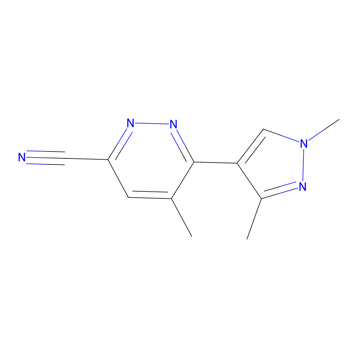 6-(1,3-Dimethyl-1H-pyrazol-4-yl)-5-methylpyridazine-3-carbonitrile molecular structure, CAS 2130998-74-0
