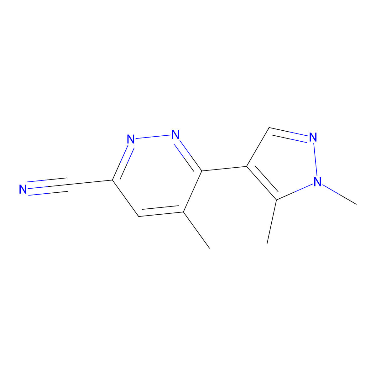 6-(1,5-Dimethyl-1H-pyrazol-4-yl)-5-methylpyridazine-3-carbonitrile molecular structure, CAS 2131000-21-8