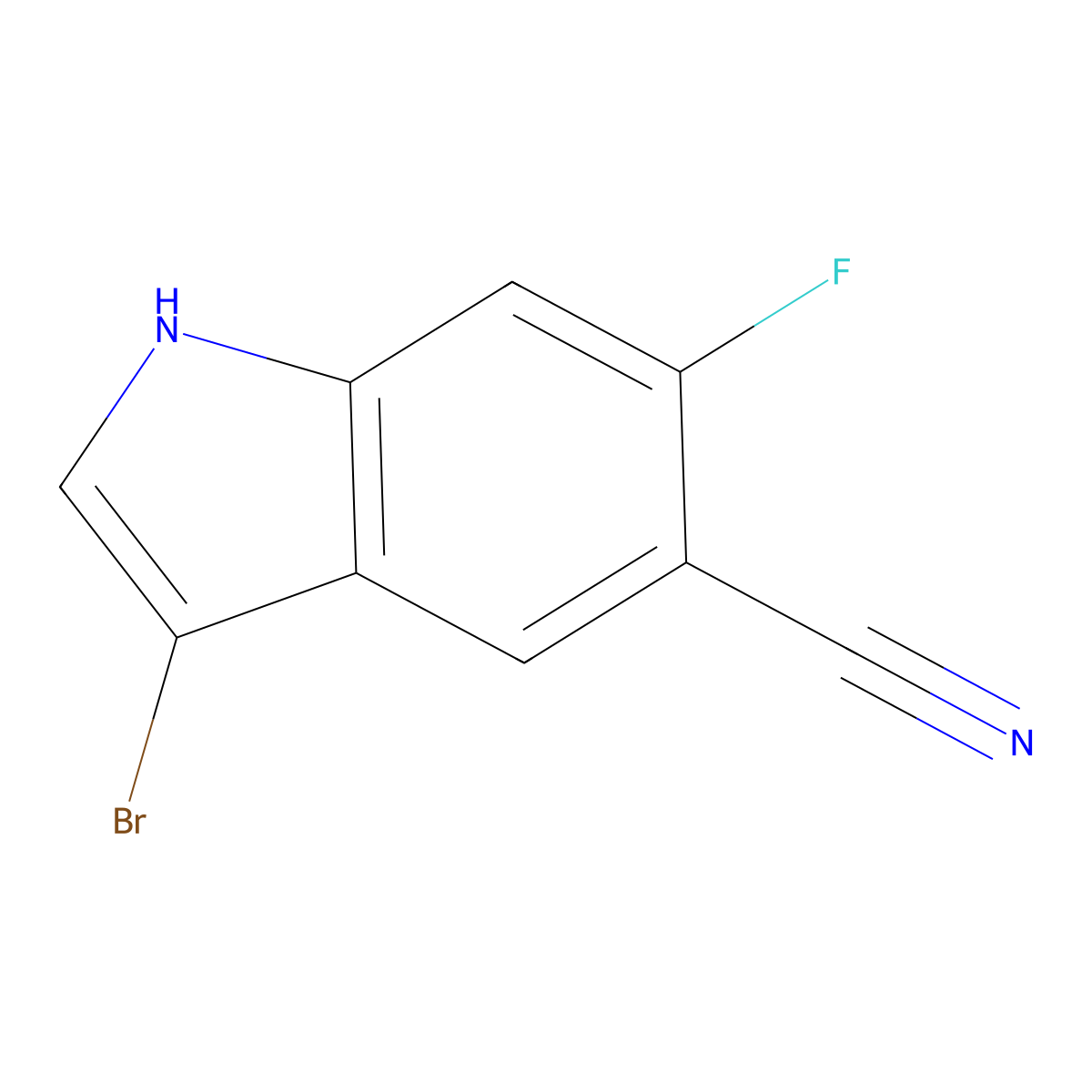 3-Bromo-6-fluoro-1H-indole-5-carbonitrile molecular structure, CAS 2131007-04-8