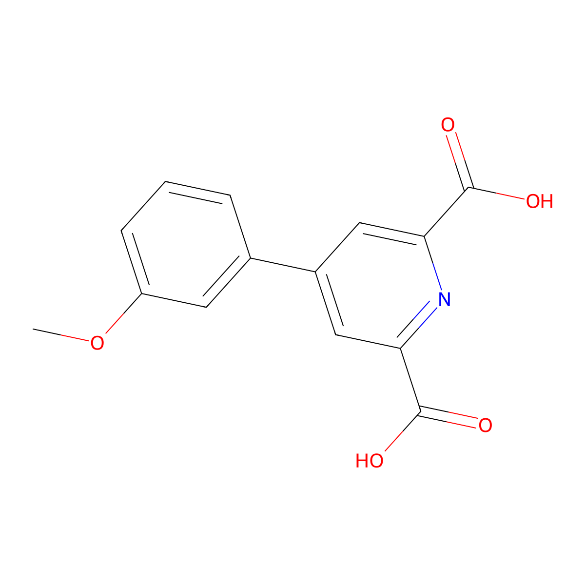 4-(3-Methoxyphenyl)pyridine-2,6-dicarboxylic acid molecular structure, CAS 2131043-21-3