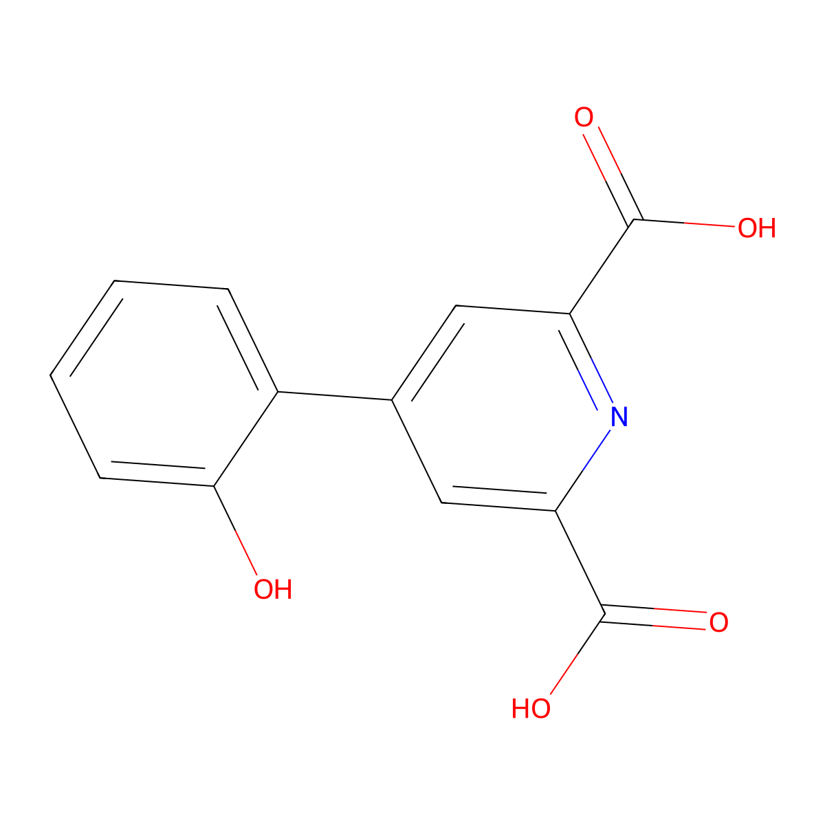 4-(2-Hydroxyphenyl)pyridine-2,6-dicarboxylic acid molecular structure, CAS 2131052-30-5