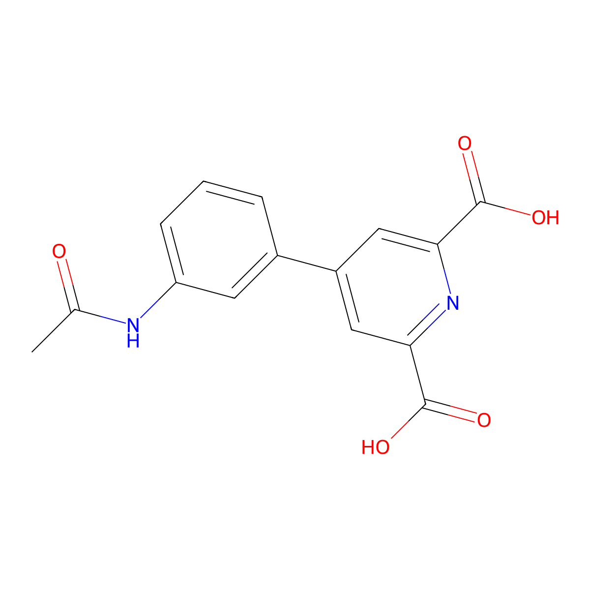 4-(3-Acetamidophenyl)pyridine-2,6-dicarboxylic acid molecular structure, CAS 2131052-48-5