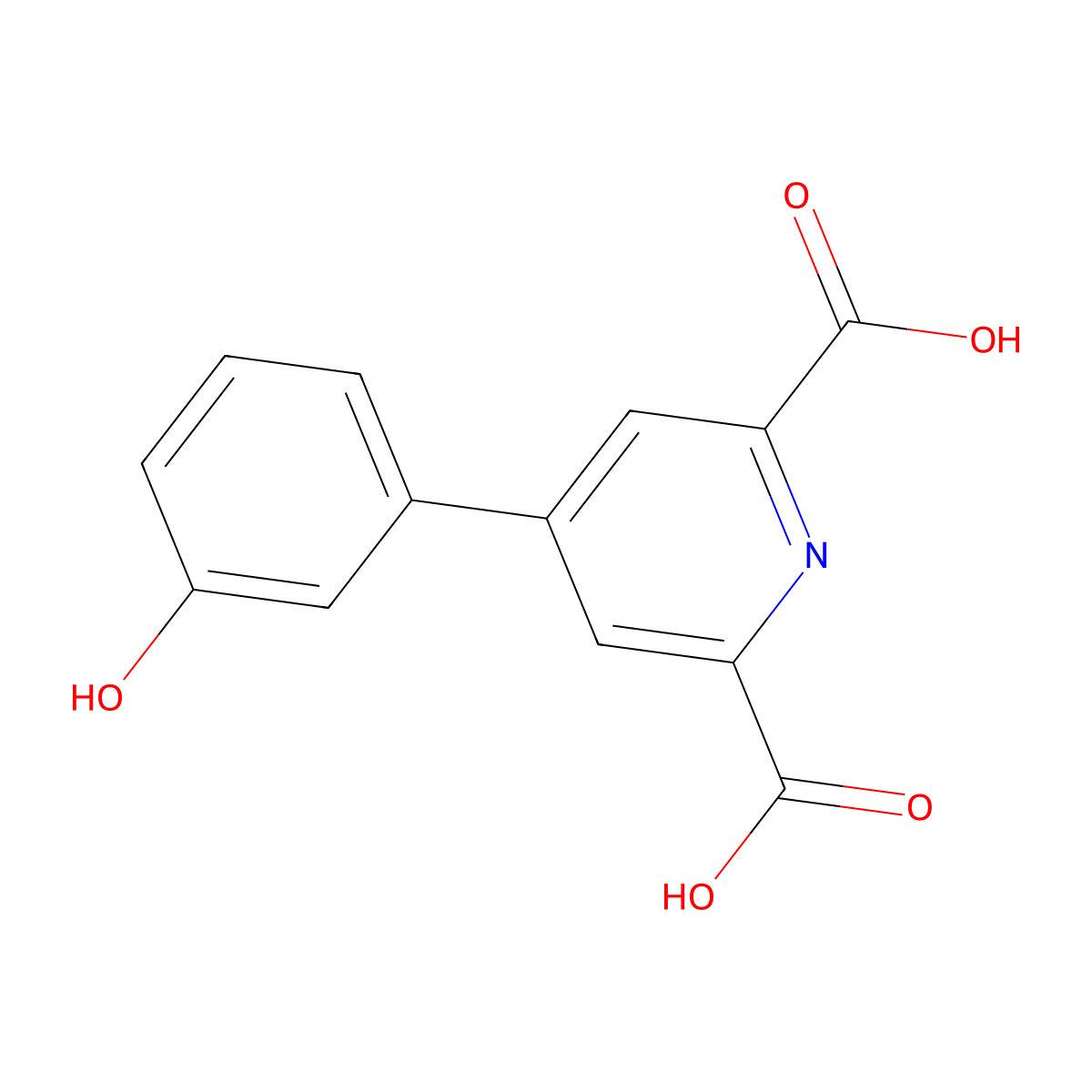 4-(3-Hydroxyphenyl)pyridine-2,6-dicarboxylic acid molecular structure, CAS 2131058-04-1