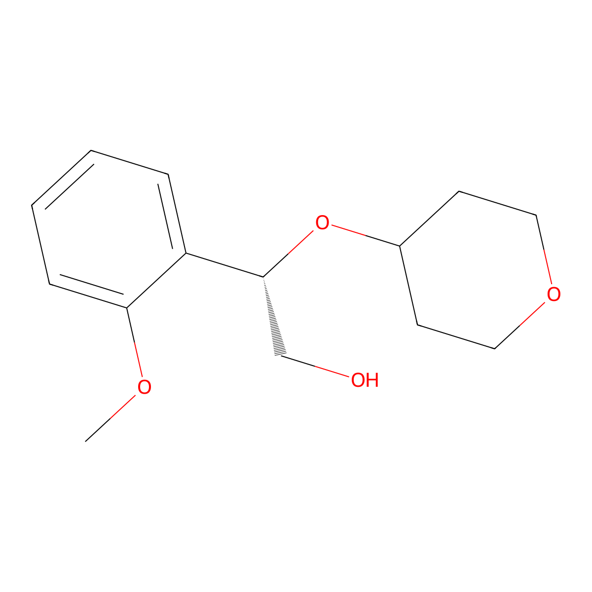 (2S)-2-(2-Methoxyphenyl)-2-(oxan-4-yloxy)ethan-1-ol molecular structure, CAS 2131091-23-9