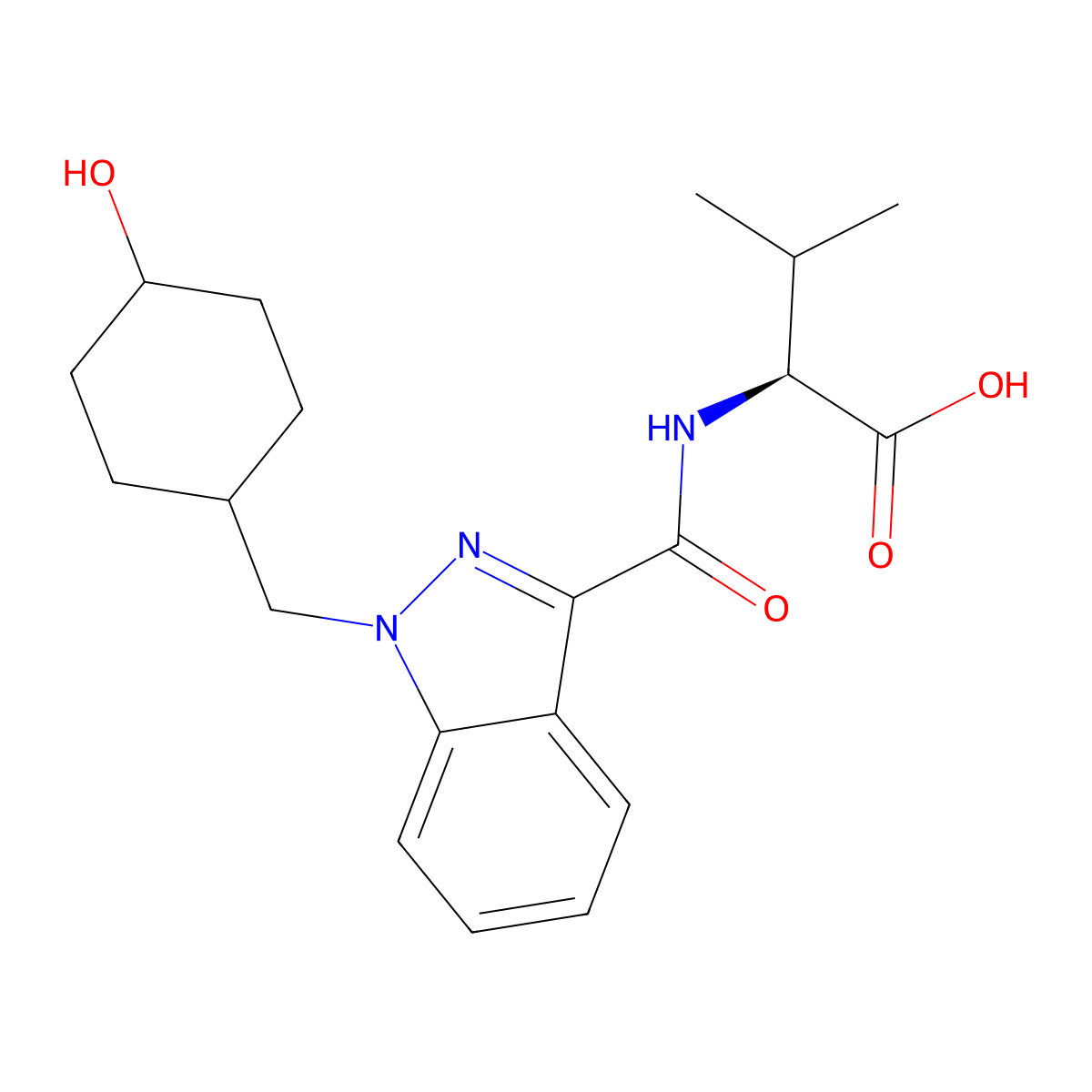 (1-((4-Hydroxycyclohexyl)methyl)-1H-indazole-3-carbonyl)-L-valine molecular structure, CAS 2131173-58-3