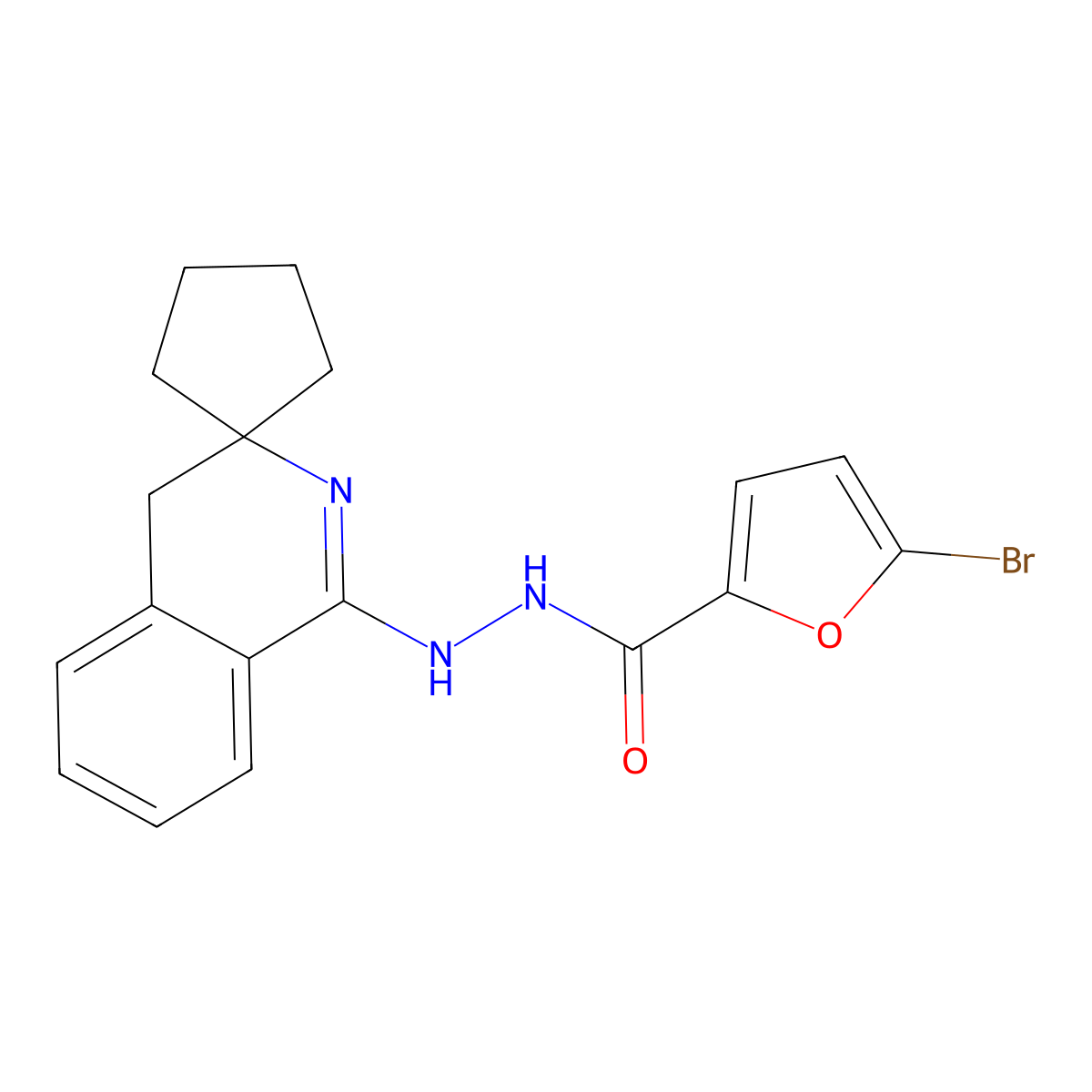 5-bromo-N'-spiro[4H-isoquinoline-3,1'-cyclopentane]-1-ylfuran-2-carbohydrazide molecular structure, CAS 213118-22-0