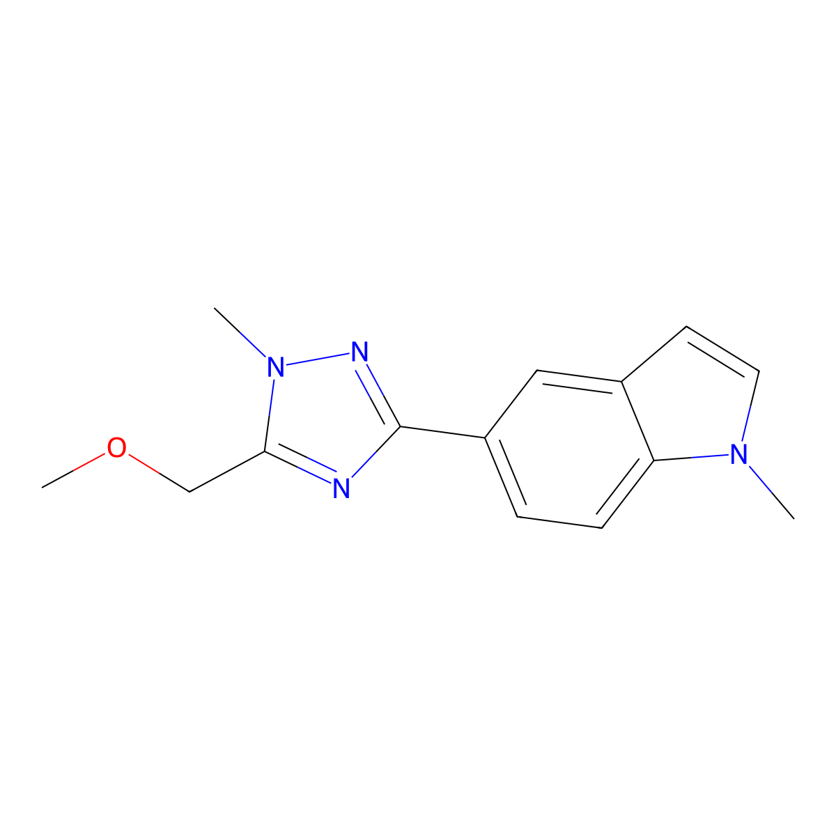 5-[5-(Methoxymethyl)-1-methyl-1H-1,2,4-triazol-3-yl]-1-methyl-1H-indole molecular structure, CAS 2131197-94-7