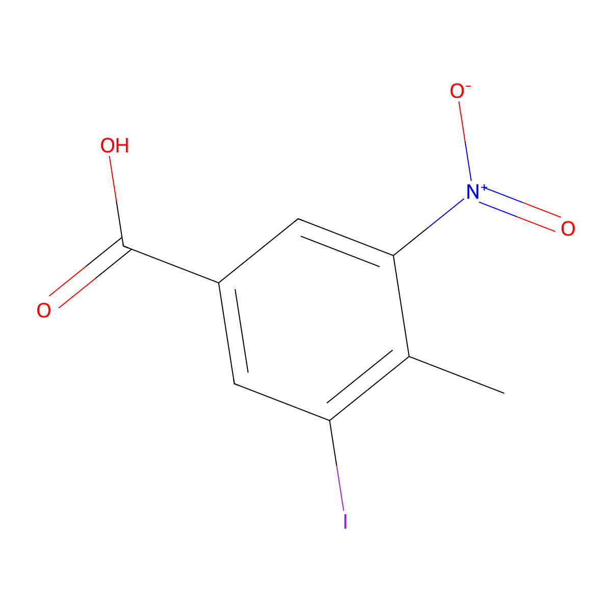 3-Iodo-4-methyl-5-nitrobenzoic acid molecular structure, CAS 21312-29-8