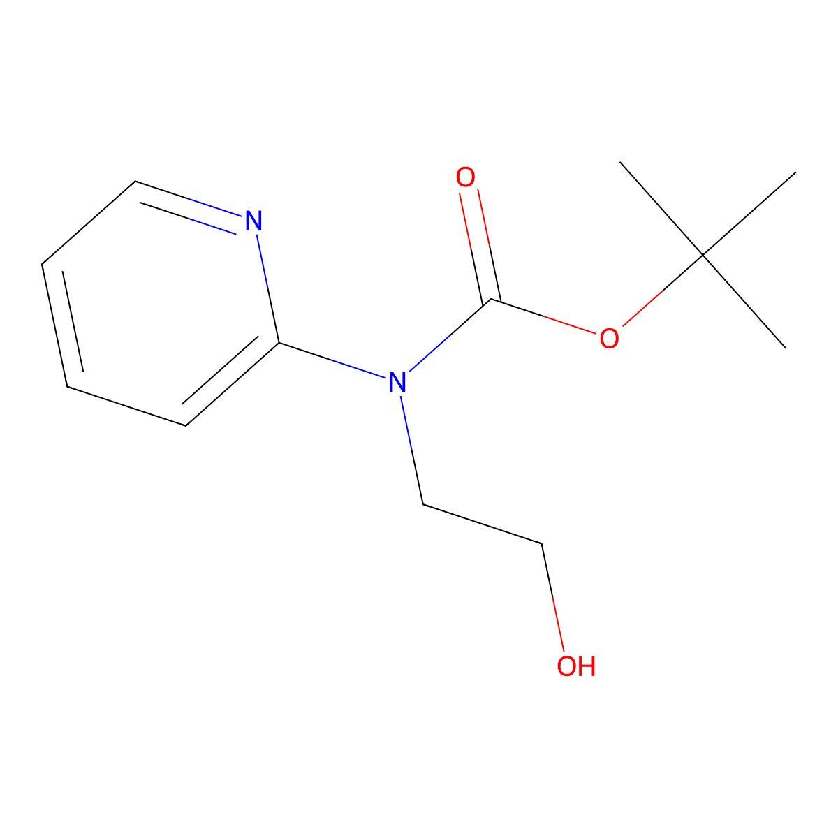tert-butyl N-(2-hydroxyethyl)-N-(pyridin-2-yl)carbamate molecular structure, CAS 2131204-00-5