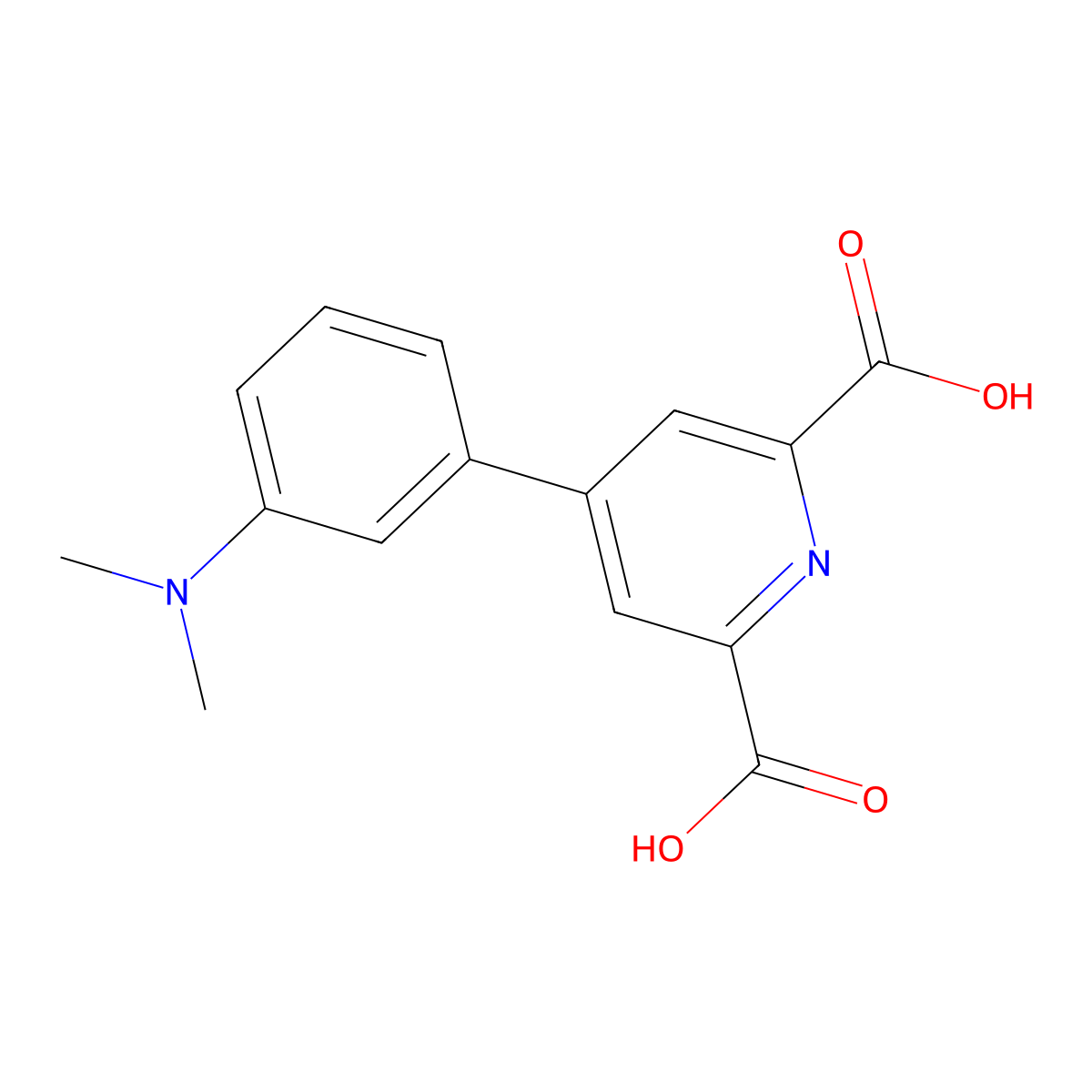 4-(3-(Dimethylamino)phenyl)pyridine-2,6-dicarboxylic acid molecular structure, CAS 2131214-24-7