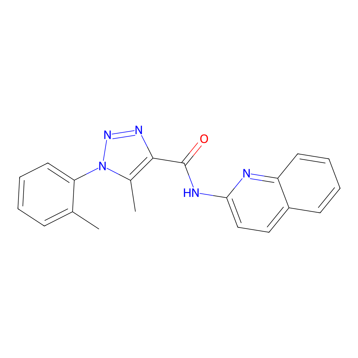 5-methyl-1-(2-methylphenyl)-N-quinolin-2-yltriazole-4-carboxamide molecular structure, CAS 2131223-64-6