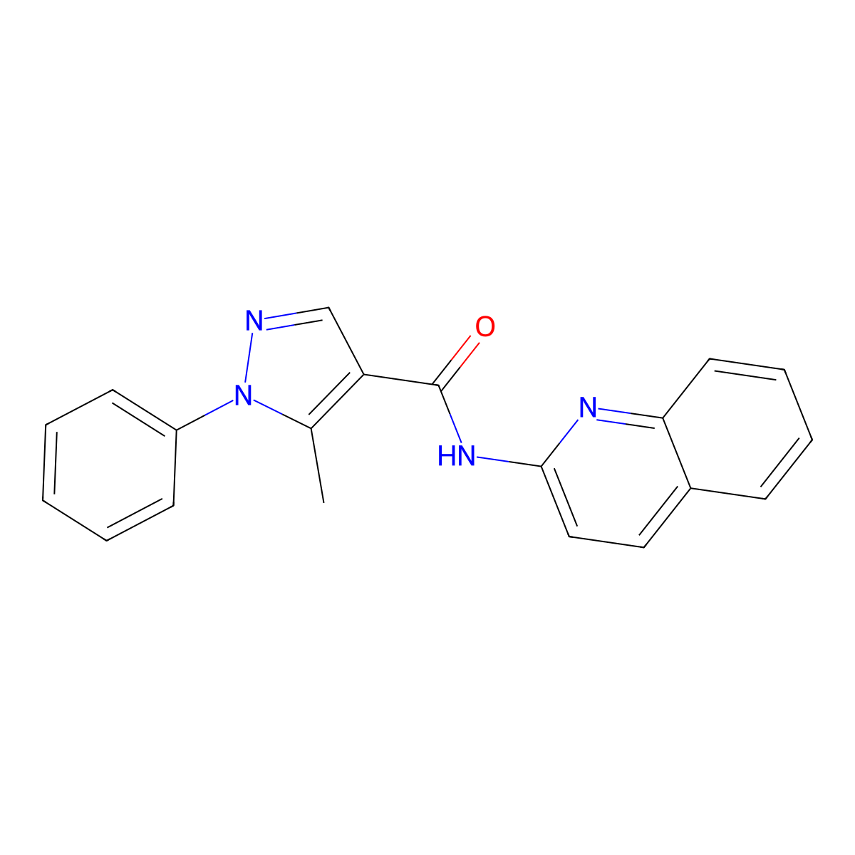 5-Methyl-1-phenyl-N-(quinolin-2-yl)-1H-pyrazole-4-carboxamide molecular structure, CAS 2131223-92-0