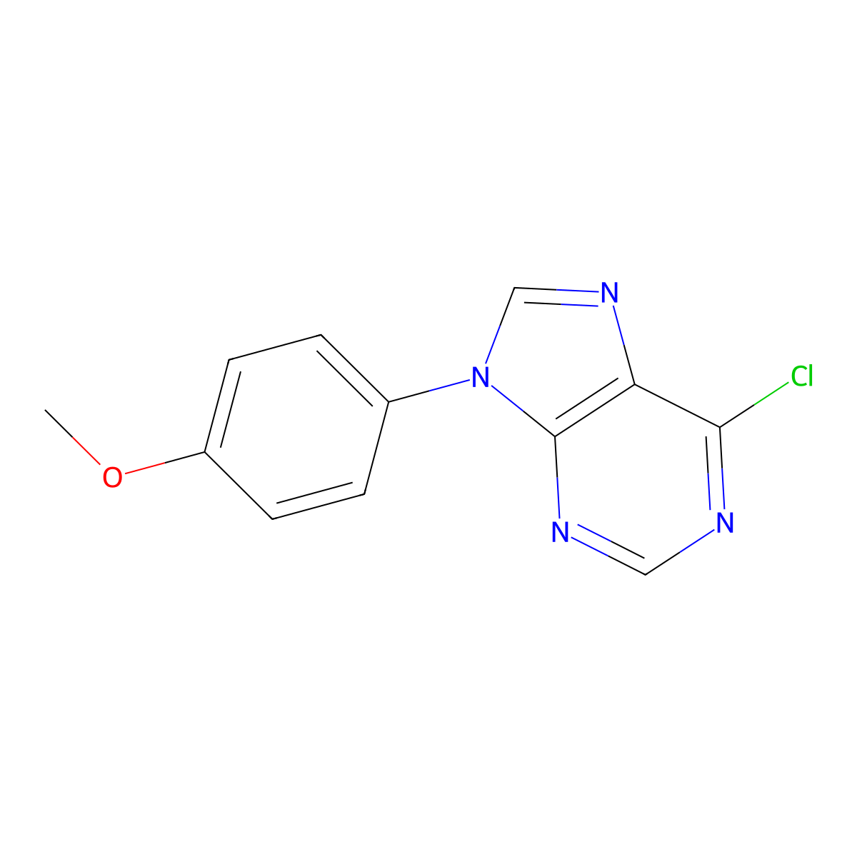 Purine, 6-chloro-9-(p-methoxyphenyl)- molecular structure, CAS 21313-95-1