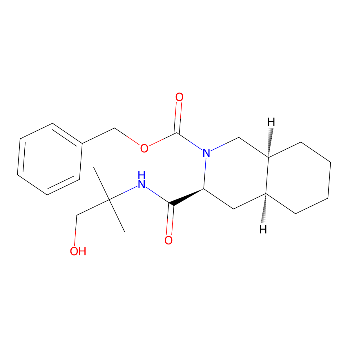 (3S,4aS,8aS)-2-Carbobenzyloxy-decahydro-N-(2-hydroxy-1,1-dimethylethyl)-3-isoquinolinecarboxamide molecular structure, CAS 213135-53-6