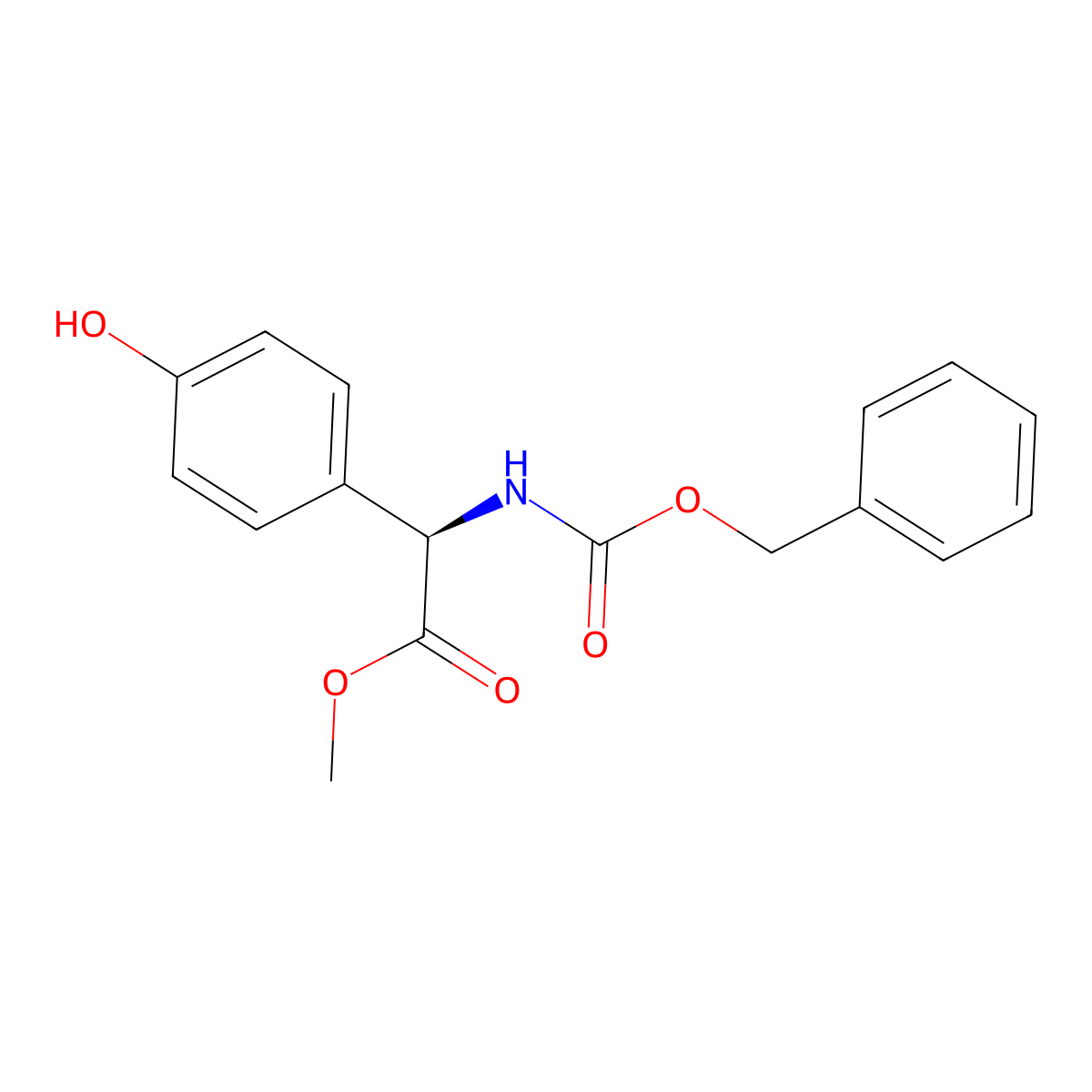 methyl (2R)-2-{[(benzyloxy)carbonyl]amino}-2-(4-hydroxyphenyl)acetate molecular structure, CAS 213136-30-2