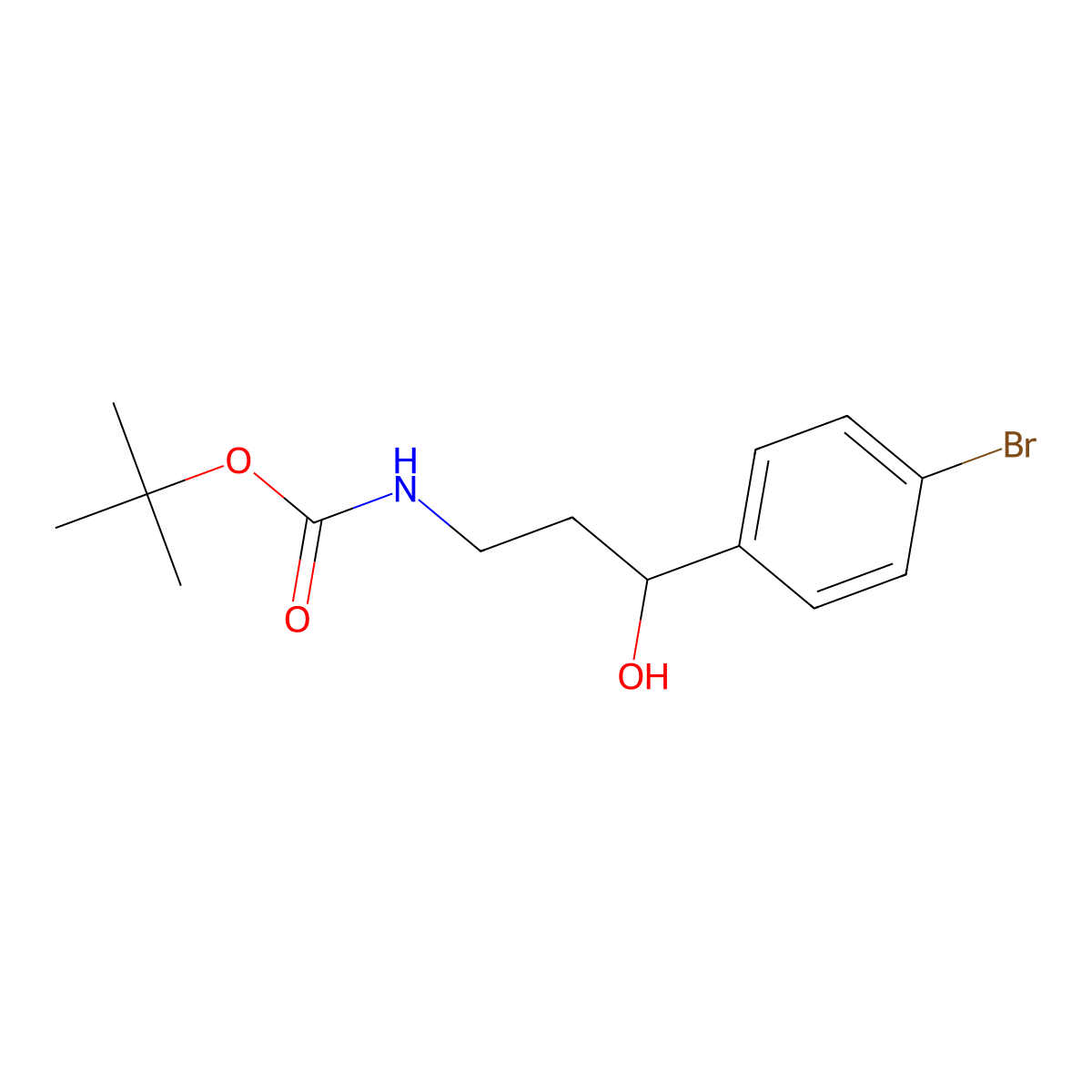 tert-butyl N-[3-(4-bromophenyl)-3-hydroxypropyl]carbamate molecular structure, CAS 2131751-88-5