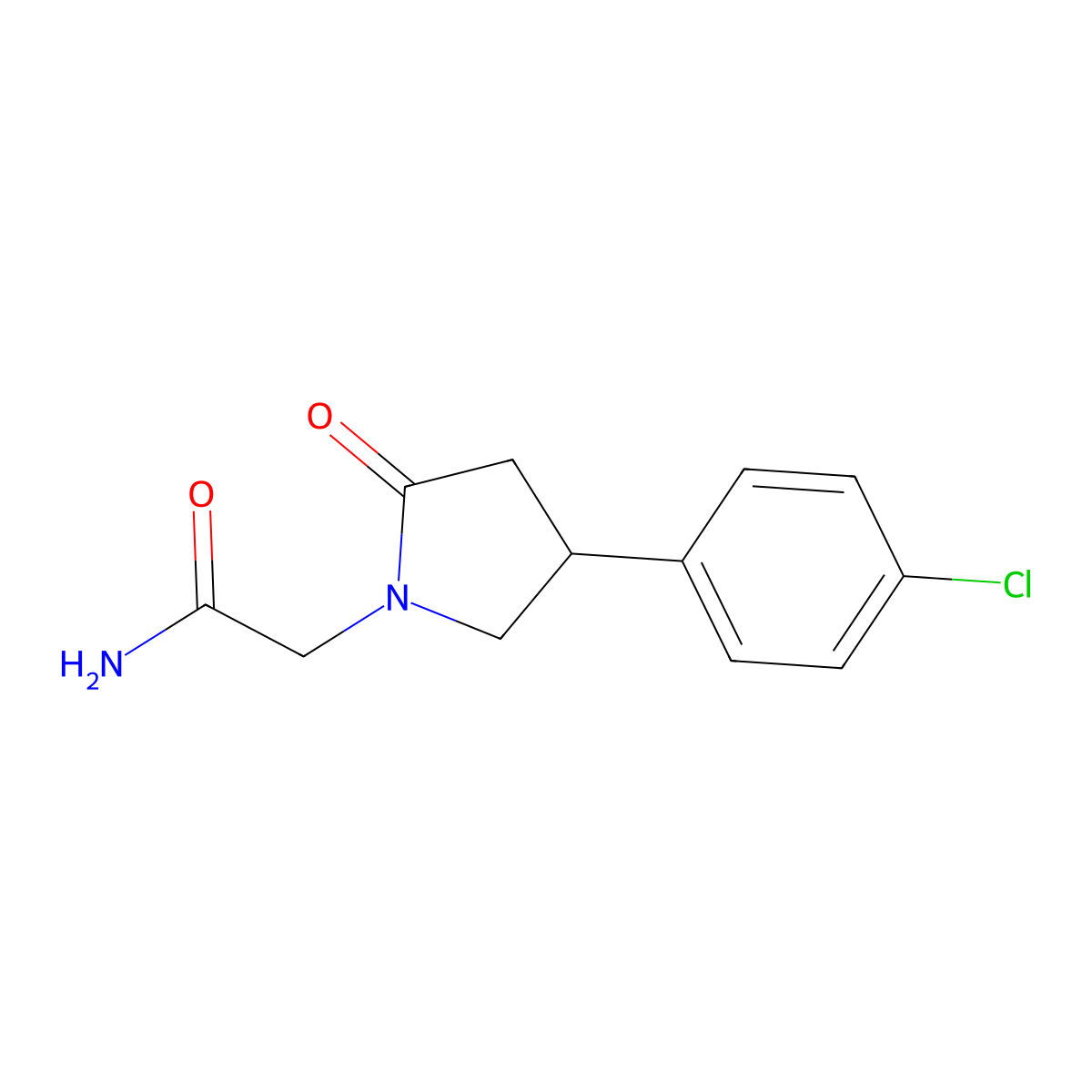 2-(4-(4-Chlorophenyl)-2-oxopyrrolidin-1-yl)acetamide molecular structure, CAS 213178-69-9