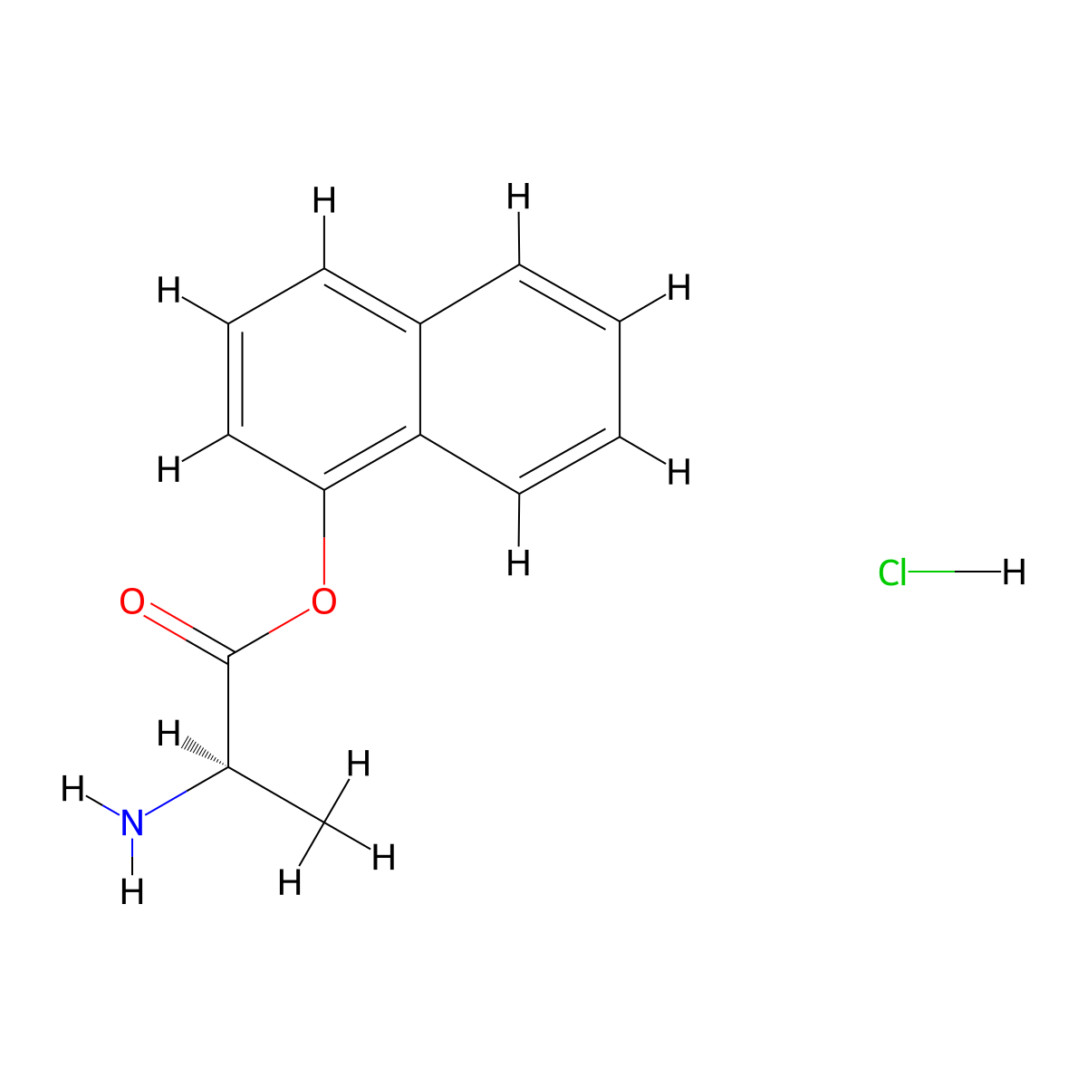 (R)-Naphthalen-1-yl 2-aminopropanoate hydrochloride molecular structure, CAS 213179-01-2