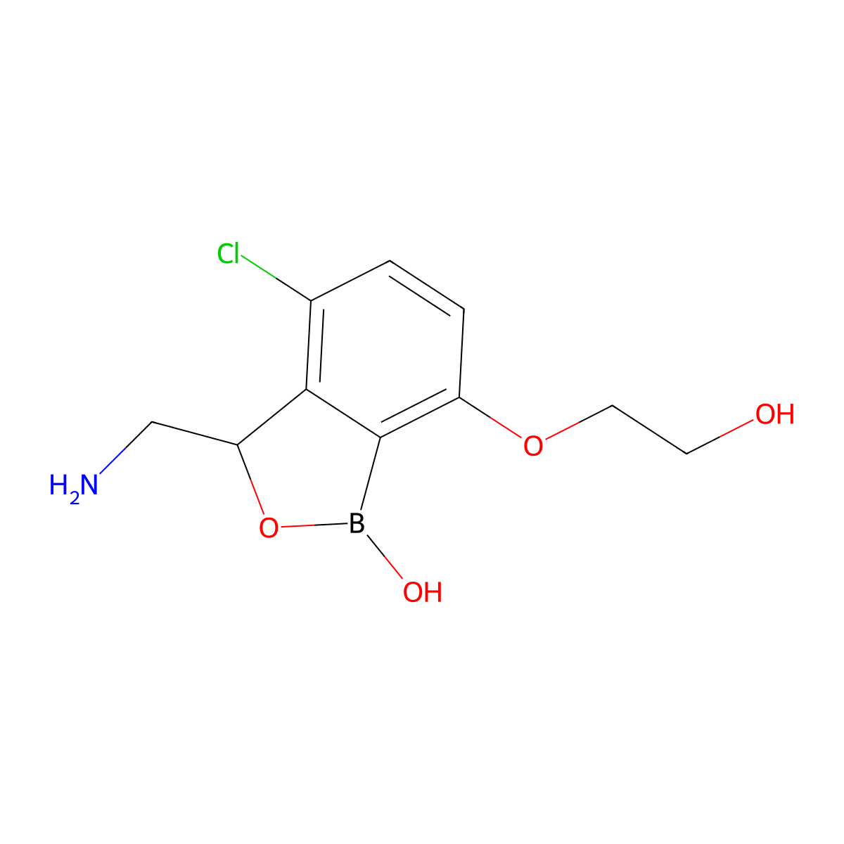3-(Aminomethyl)-4-chloro-7-(2-hydroxyethoxy)benzo[C][1,2]oxaborol-1(3H)-OL molecular structure, CAS 2131797-84-5