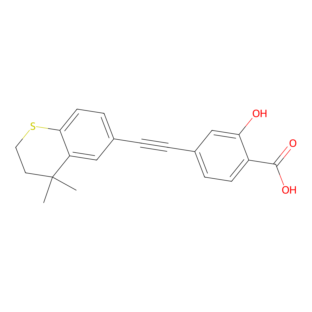 4-[2-(4,4-Dimethyl-2,3-dihydrothiochromen-6-yl)ethynyl]-2-hydroxybenzoic acid molecular structure, CAS 2131803-75-1
