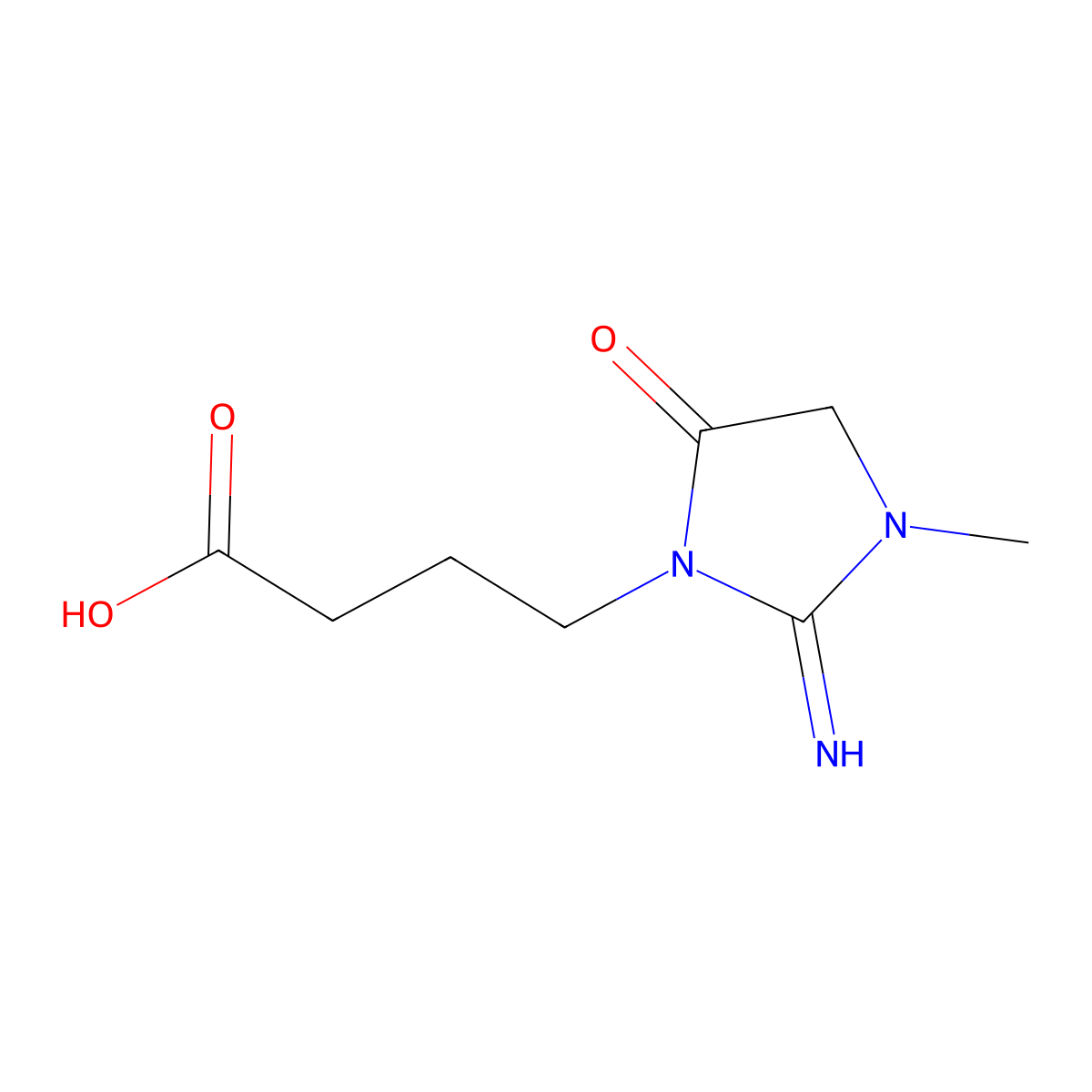 4-(2-Imino-3-methyl-5-oxoimidazolidin-1-yl)butanoic acid molecular structure, CAS 213181-98-7