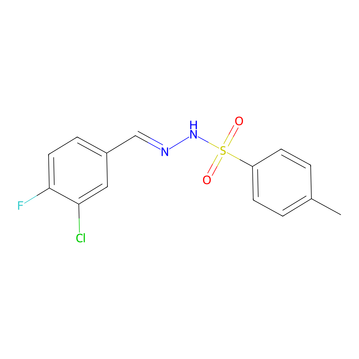 N'-(3-Chloro-4-fluorobenzylidene)-4-methylbenzenesulfonohydrazide molecular structure, CAS 2131827-24-0