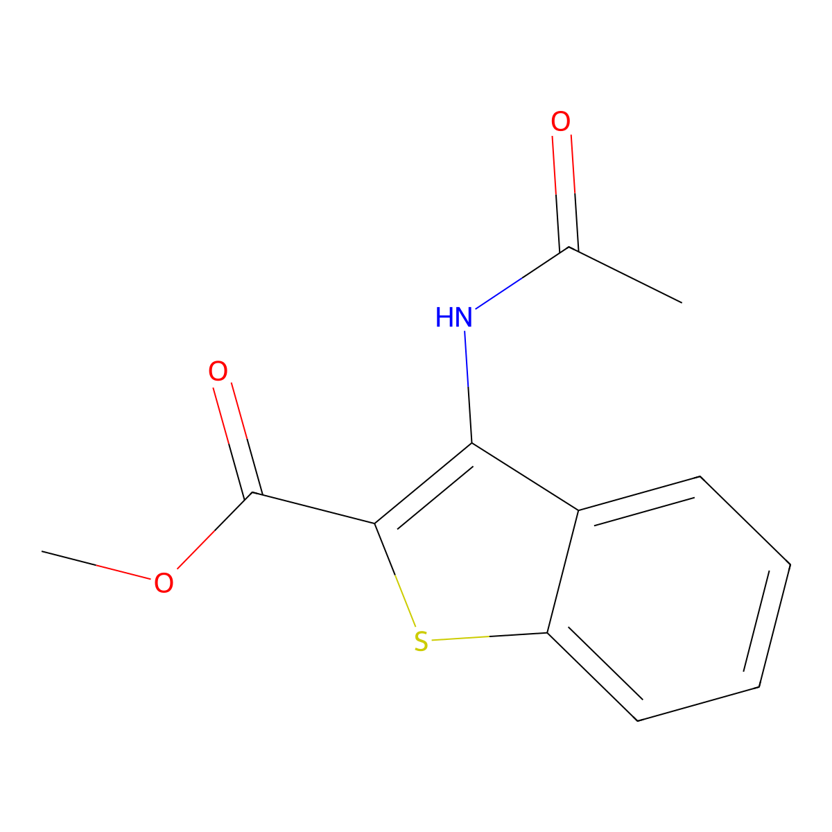 Methyl 3-acetamido-1-benzothiophene-2-carboxylate molecular structure, CAS 213192-23-5
