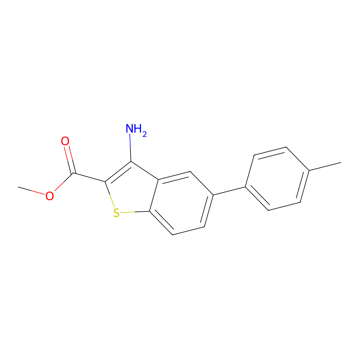 Methyl 3-amino-5-(4-methylphenyl)benzo[b]thiophene-2-carboxylate molecular structure, CAS 213192-35-9