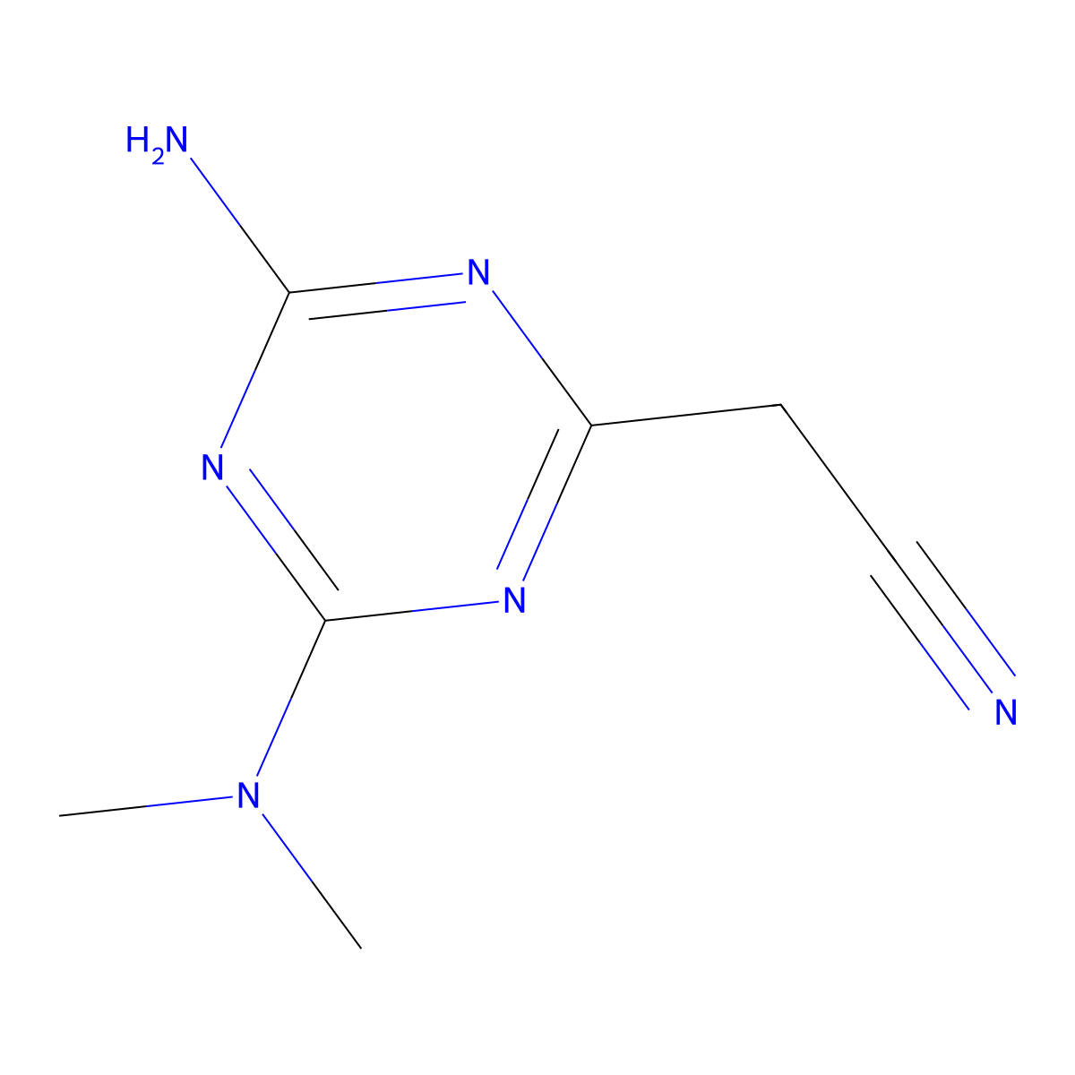 4-Amino-6-(dimethylamino)-1,3,5-triazine-2-acetonitrile molecular structure, CAS 21320-38-7