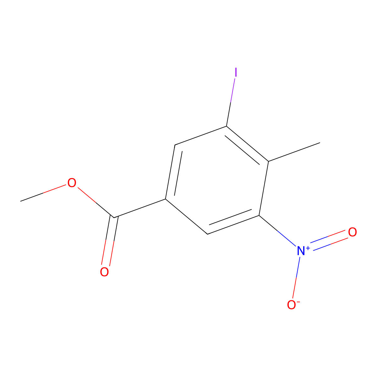 Methyl 3-iodo-4-methyl-5-nitrobenzoate molecular structure, CAS 21323-99-9