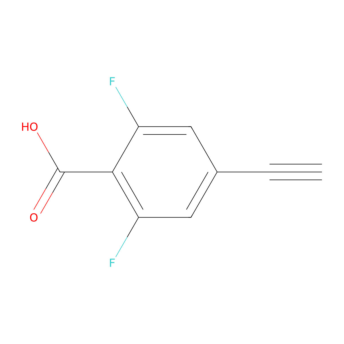 4-Ethynyl-2,6-difluorobenzoic acid molecular structure, CAS 2132349-47-2