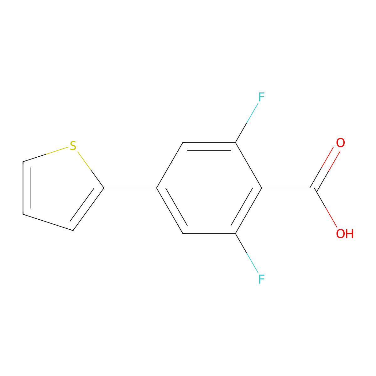 2,6-Difluoro-4-(thiophen-2-yl)benzoic acid molecular structure, CAS 2132349-58-5