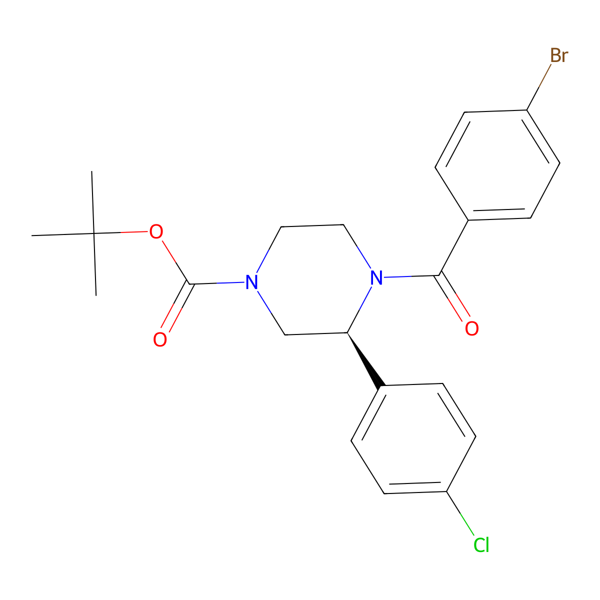 (S)-Tert-butyl 4-(4-bromobenzoyl)-3-(4-chlorophenyl)piperazine-1-carboxylate molecular structure, CAS 2132392-79-9