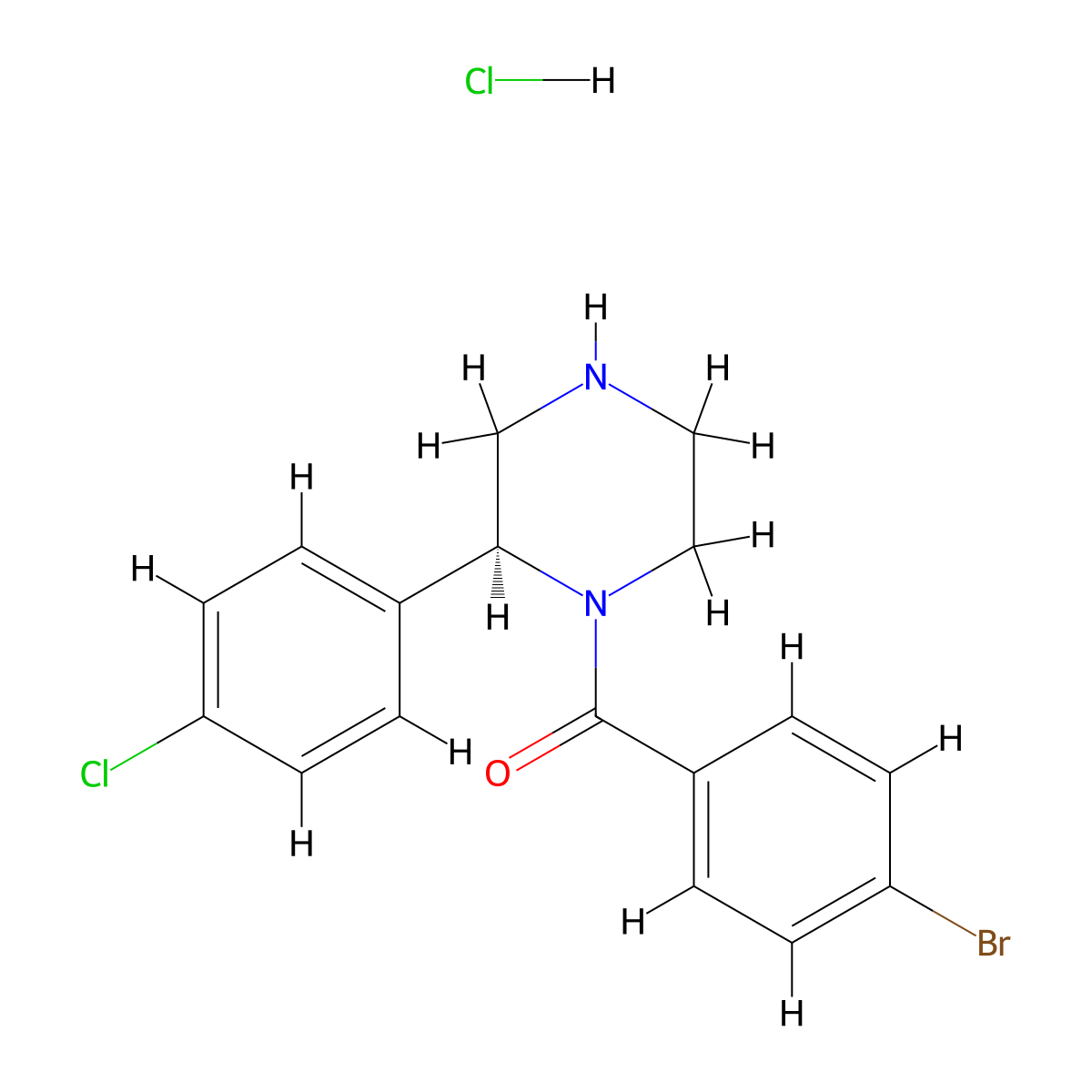 (S)-(4-Bromophenyl)(2-(4-chlorophenyl)piperazin-1-yl)methanone hydrochloride molecular structure, CAS 2132392-81-3