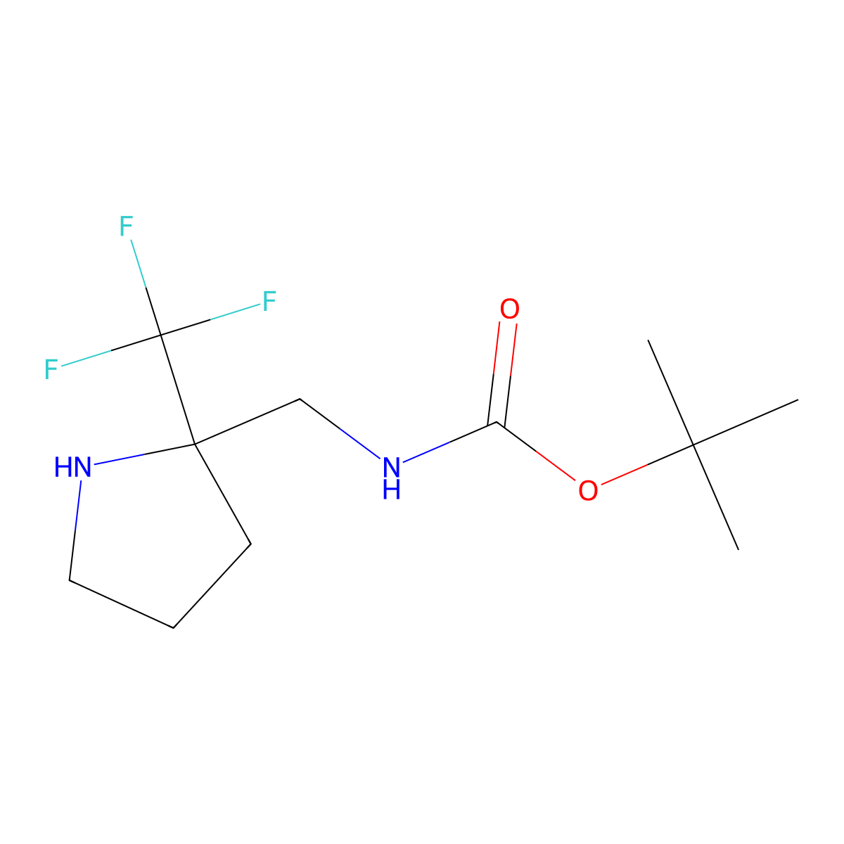tert-butyl N-{[2-(trifluoromethyl)pyrrolidin-2-yl]methyl}carbamate molecular structure, CAS 2132400-31-6