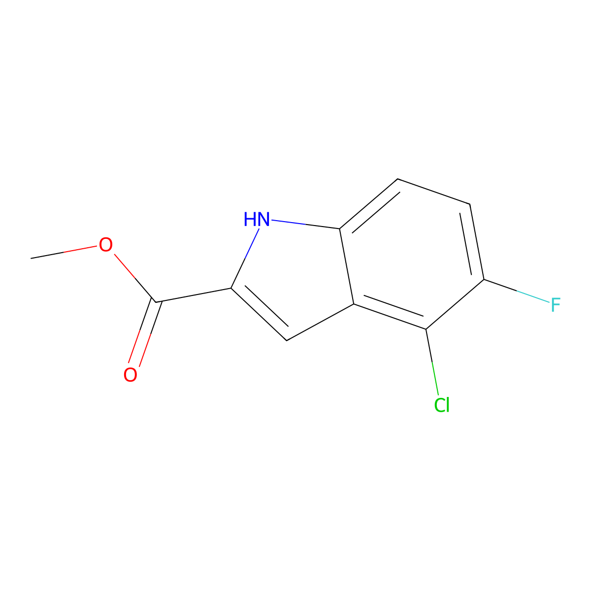 Methyl 4-Chloro-5-fluoro-1H-indole-2-carboxylate molecular structure, CAS 2132418-12-1
