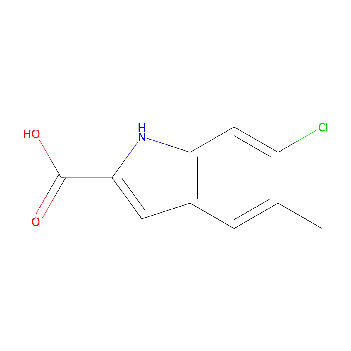 6-chloro-5-methyl-1H-indole-2-carboxylic acid molecular structure, CAS 2132418-95-0