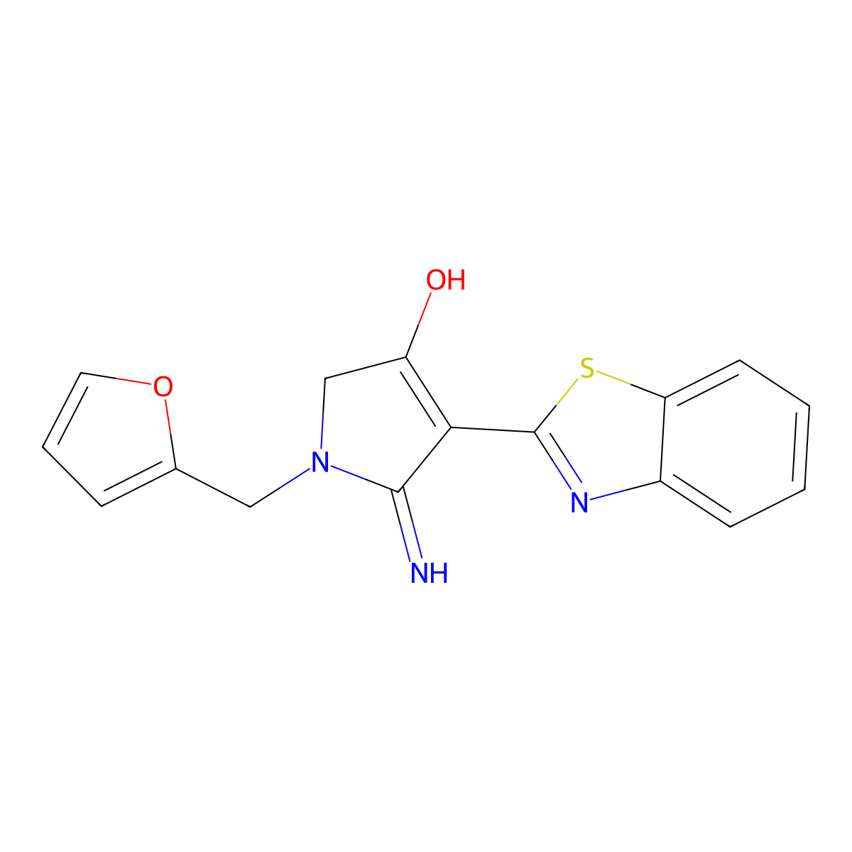 5-amino-4-(benzo[d]thiazol-2-yl)-1-(furan-2-ylmethyl)-1H-pyrrol-3(2H)-one molecular structure, CAS 213251-22-0