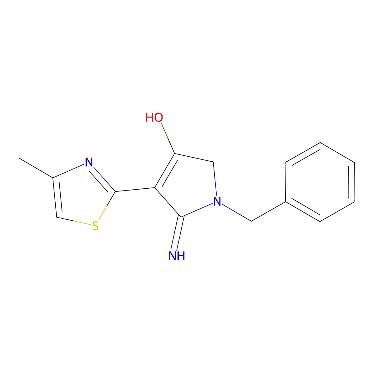 5-amino-1-benzyl-4-(4-methyl-1,3-thiazol-2-yl)-1,2-dihydro-3H-pyrrol-3-one molecular structure, CAS 213251-24-2
