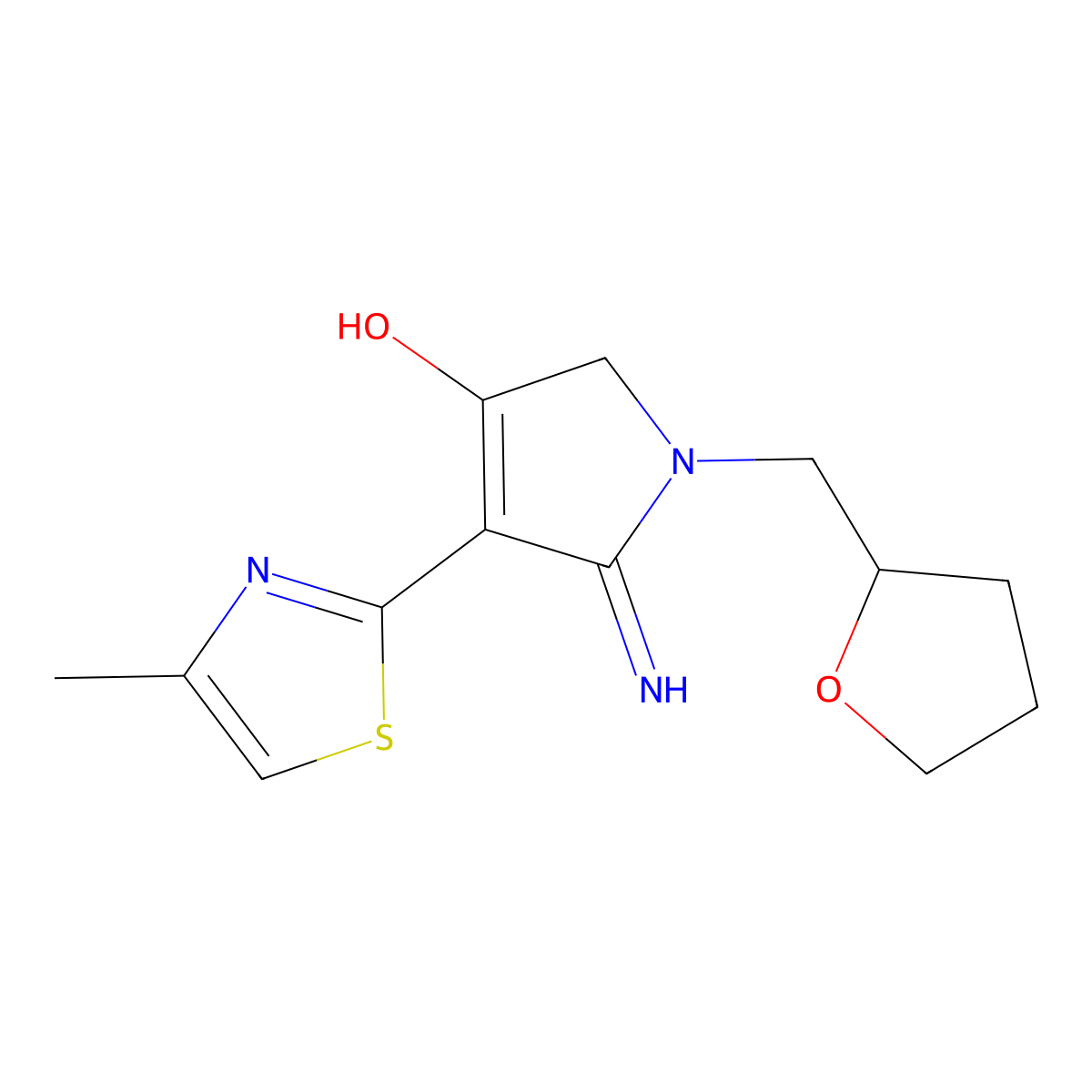 5-amino-4-(4-methyl-1,3-thiazol-2-yl)-1-(tetrahydrofuran-2-ylmethyl)-1,2-dihydro-3H-pyrrol-3-one molecular structure, CAS 213251-33-3