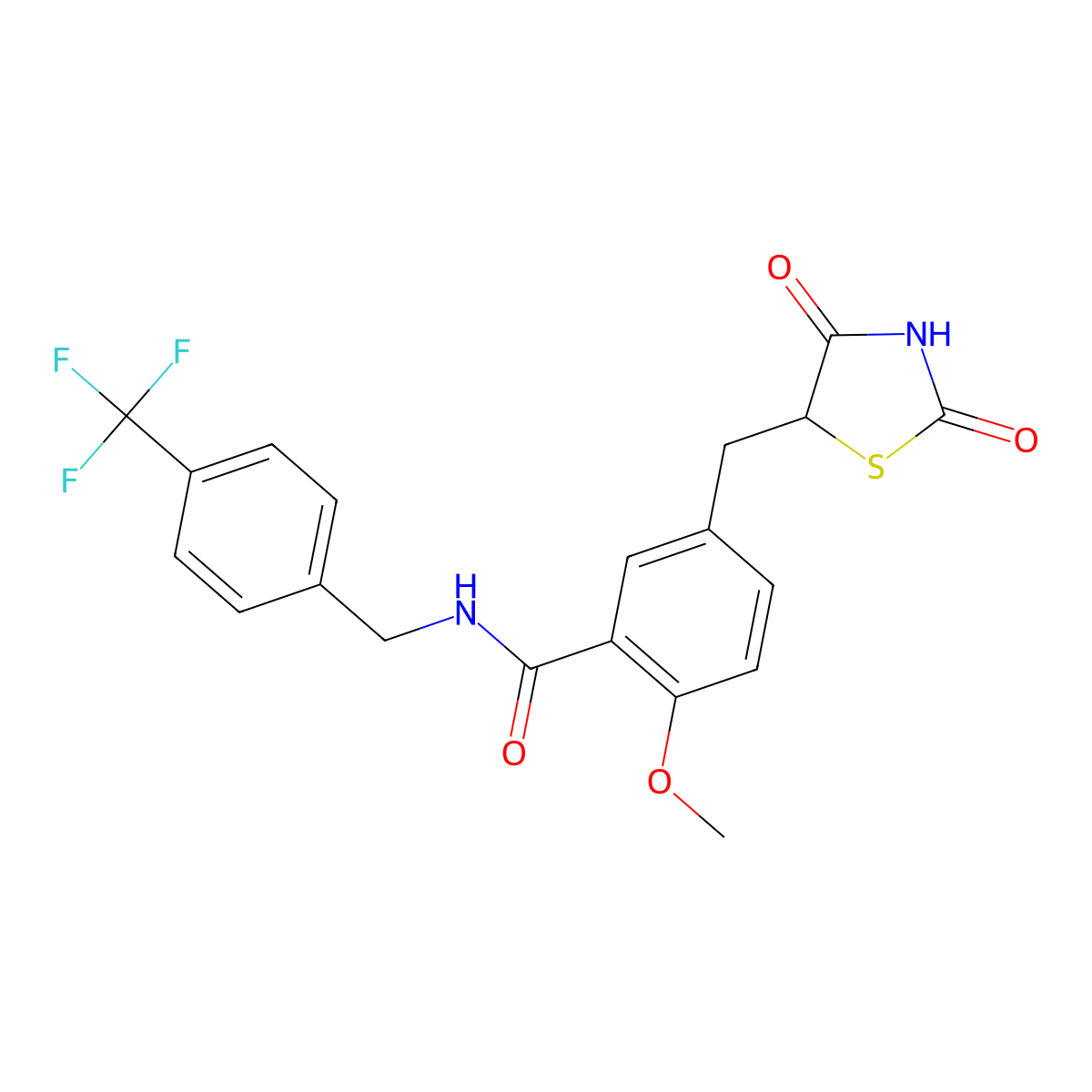 5-((2,4-dioxo-5-thiazolidinyl)methyl)-2-methoxy-N-((4-(trifluoromethyl)phenyl)methyl)benzamide molecular structure, CAS 213252-19-8