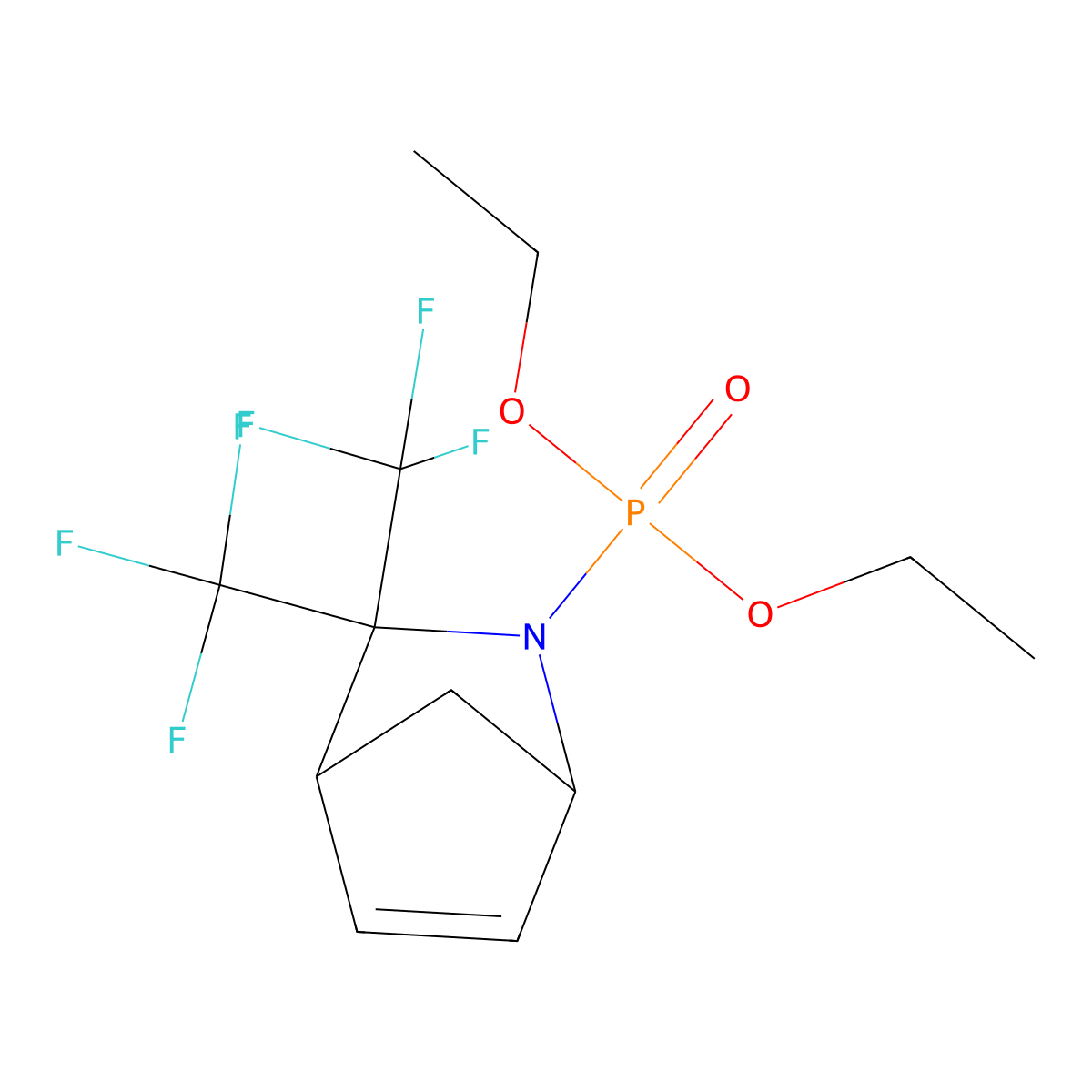Diethyl [3,3-di(trifluoromethyl)-2-azabicyclo[2.2.1]hept-5-en-2-yl]phosphonate molecular structure, CAS 213257-98-8
