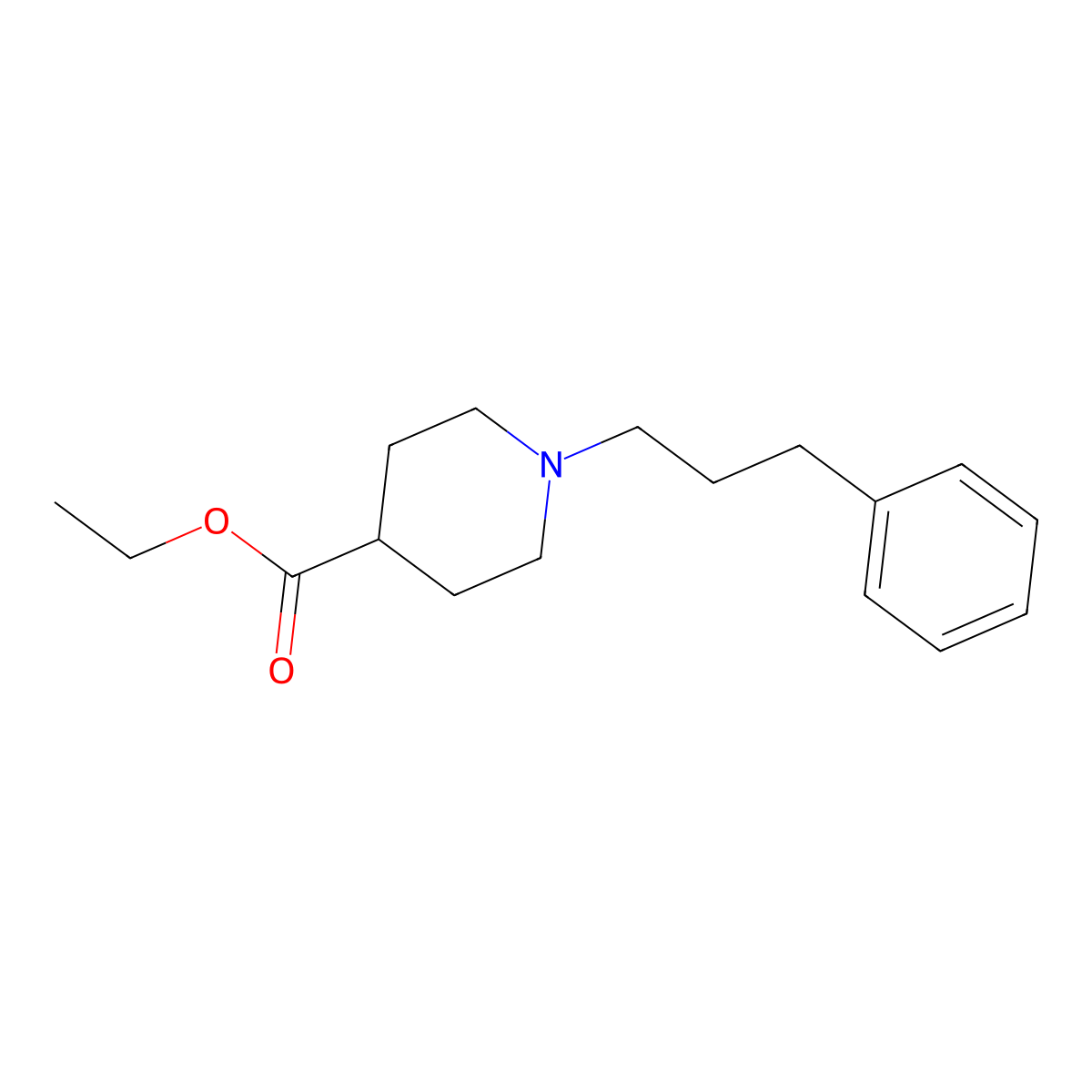 Ethyl 1-(3-phenylpropyl)piperidine-4-carboxylate molecular structure, CAS 21327-50-4