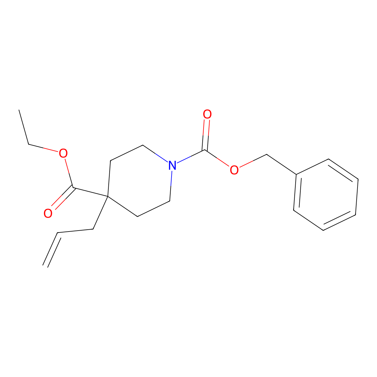 1-Benzyl 4-ethyl 4-(prop-2-en-1-yl)piperidine-1,4-dicarboxylate molecular structure, CAS 21327-67-3