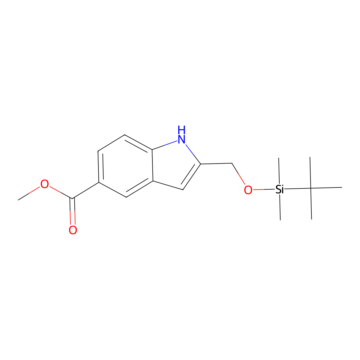Methyl 2-(((tert-butyldimethylsilyl)oxy)methyl)-1H-indole-5-carboxylate molecular structure, CAS 2132949-77-8