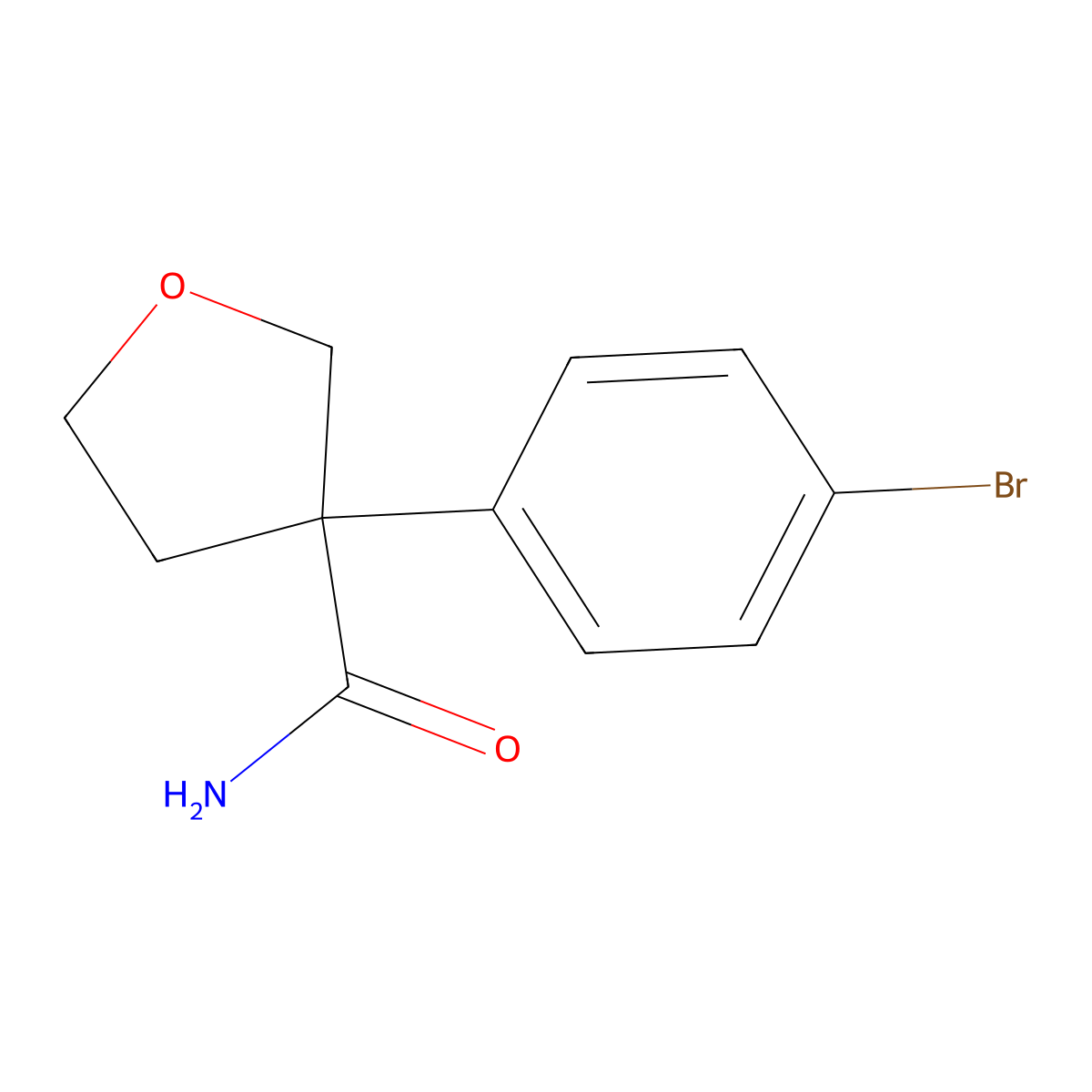 3-(4-Bromophenyl)tetrahydrofuran-3-carboxamide molecular structure, CAS 2132970-17-1