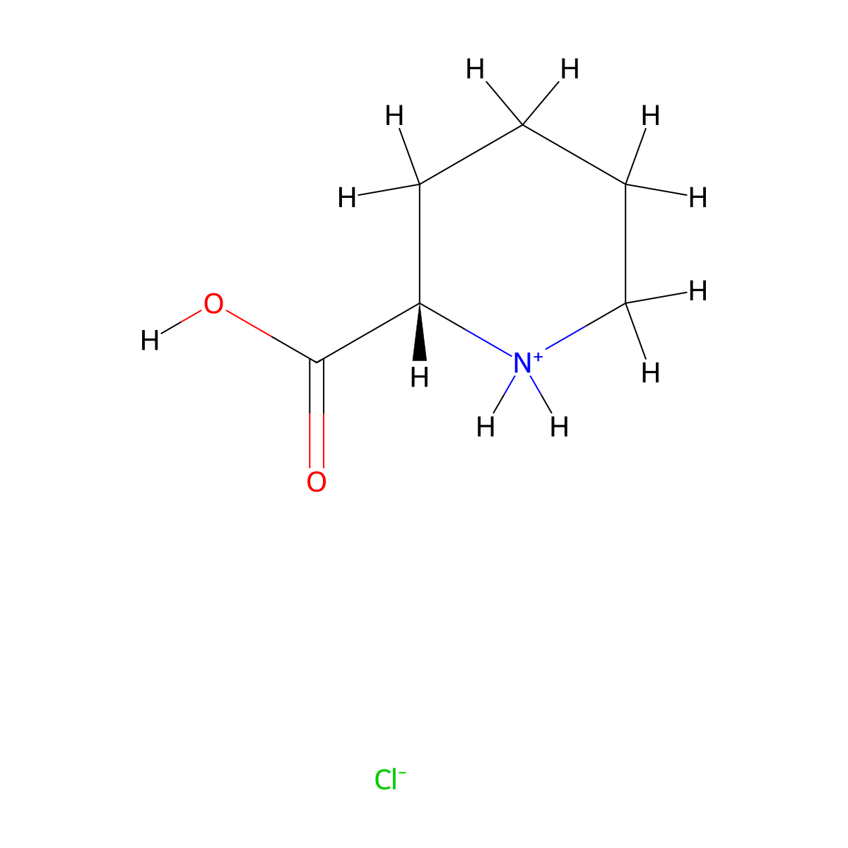 (2S)-piperidin-1-ium-2-carboxylic acid chloride molecular structure, CAS 2133-33-7