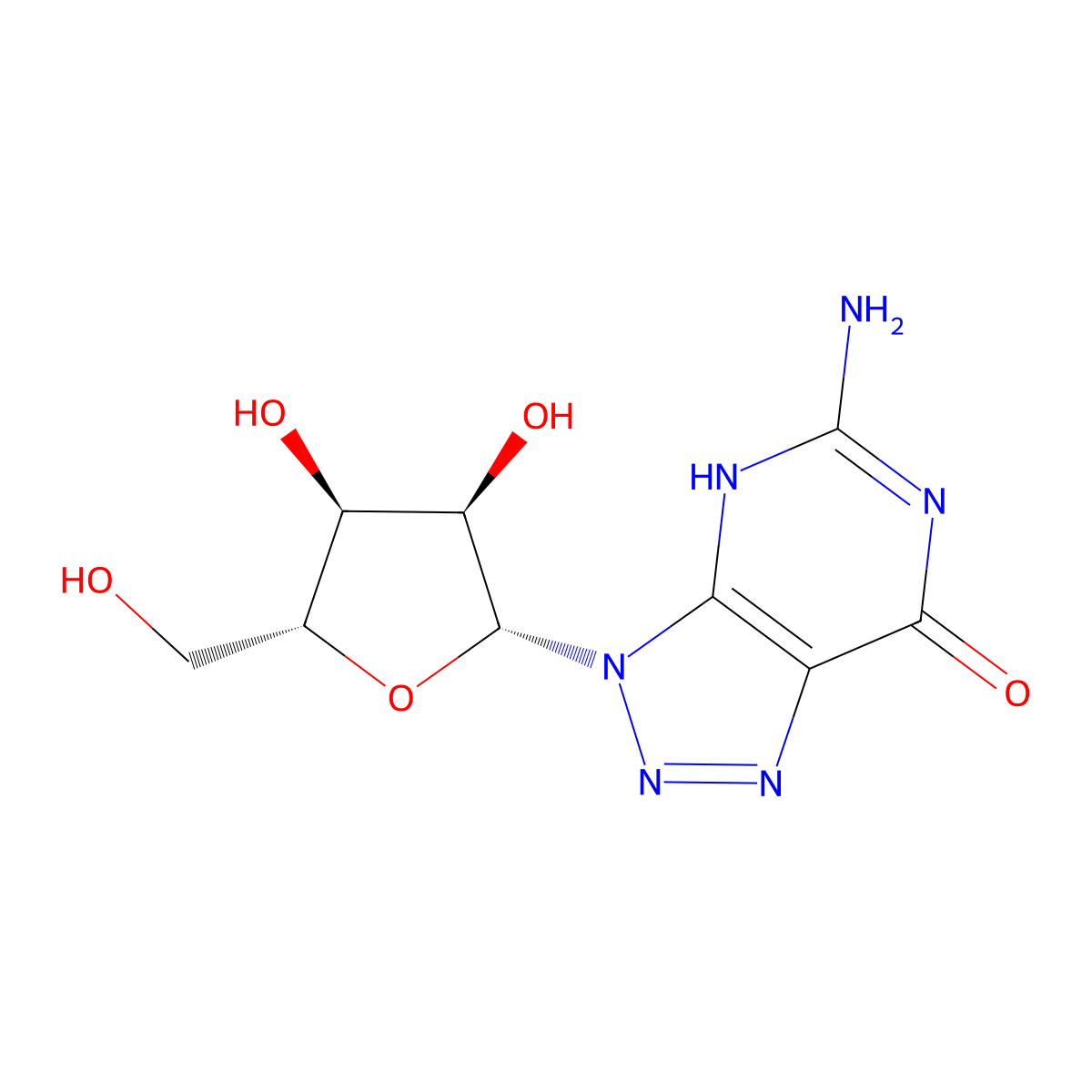 5-Amino-3,6-dihydro-3-beta-D-ribofuranosyl-7H-1,2,3-triazolo(4,5-d)pyrimidin-7-one molecular structure, CAS 2133-80-4