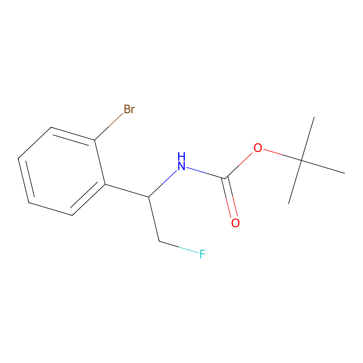 tert-butyl N-[1-(2-bromophenyl)-2-fluoroethyl]carbamate molecular structure, CAS 2133033-37-9